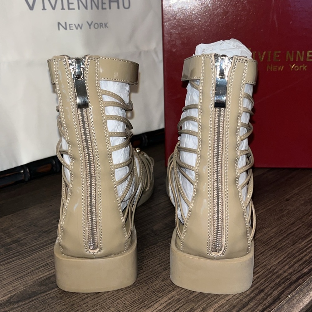 Vivienne Hu Leather Beaded Accents Gladiator Sandals Women's Size: 8 | IT 38 NIB - Picture 9 of 17